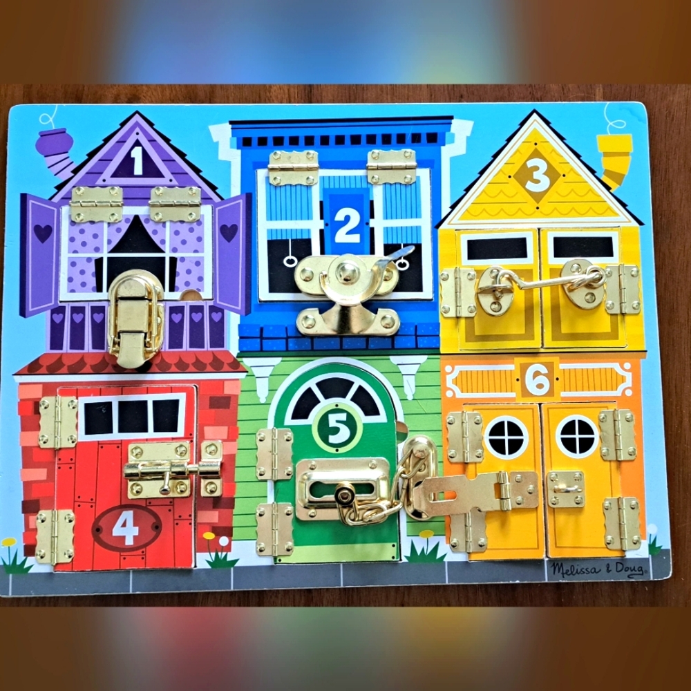 Melissa & Doug Purple and Blue Learning Latches Board